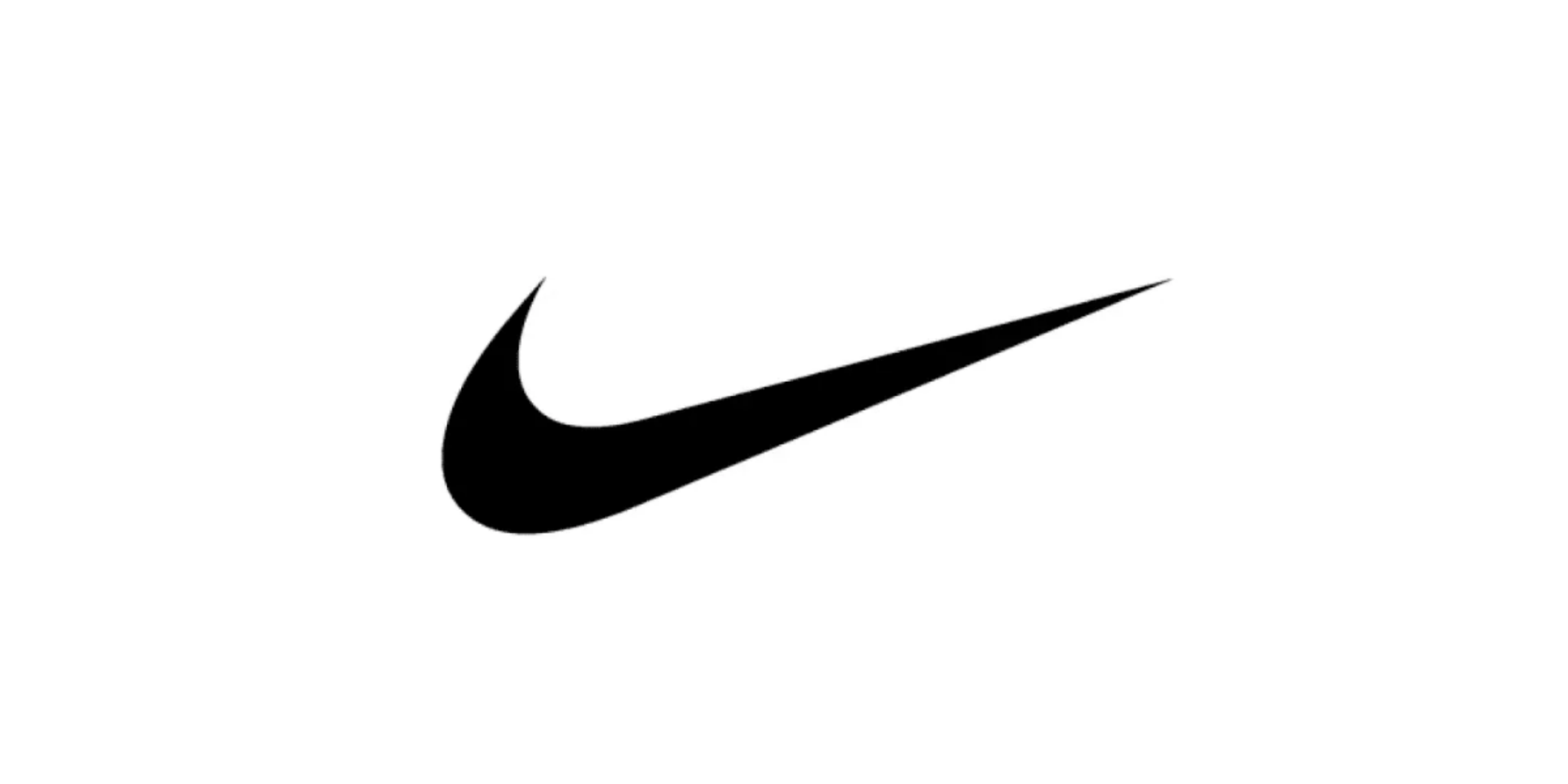 Black Nike swoosh logo on a white background