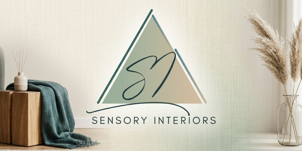 Logo of Sensory Interiors featuring a triangle with stylized initials and soft colors
