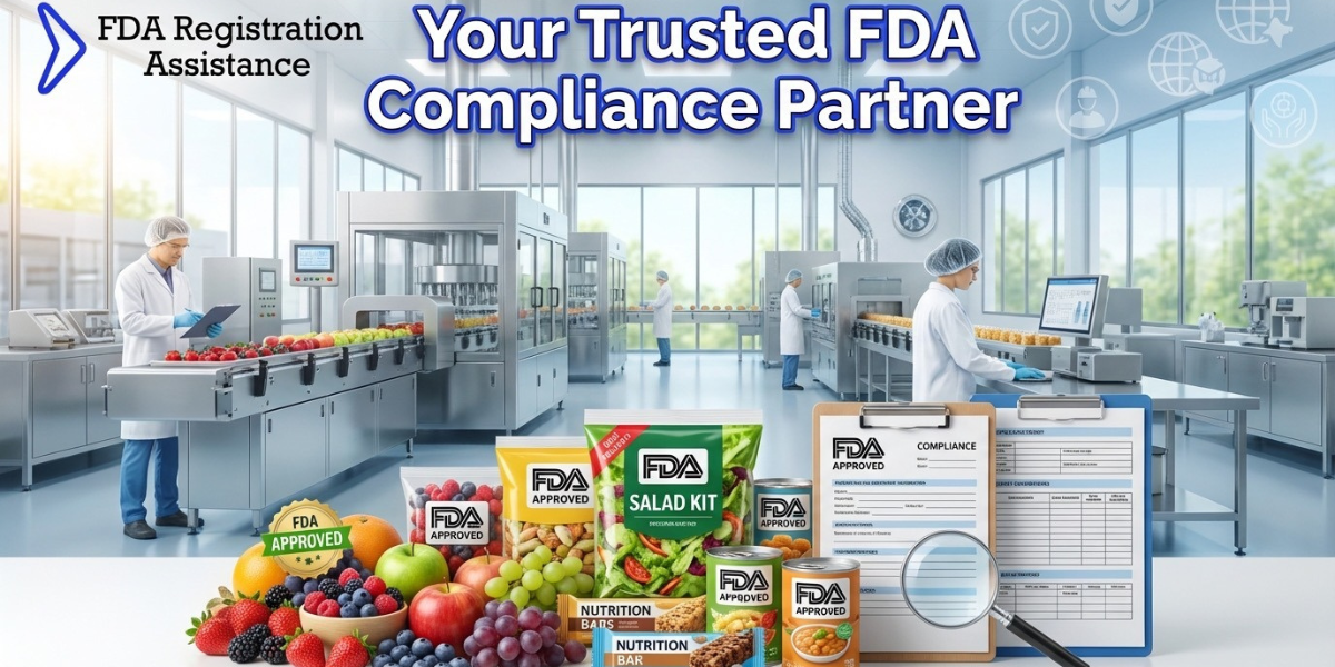 Food processing facility with FDA-approved products and compliance materials on display