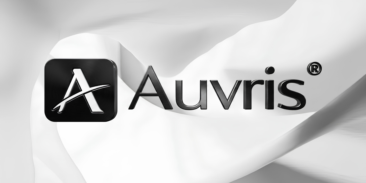 Logo of Auvis, featuring a stylized "A" on a textured white background