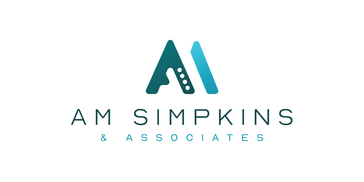 Logo of AM Simpkins & Associates featuring stylized letters A and M