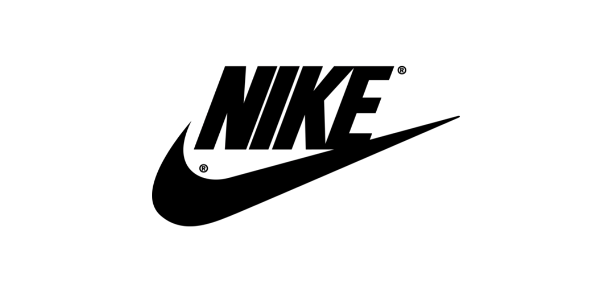 Nike logo featuring a bold, black font with a swoosh symbol