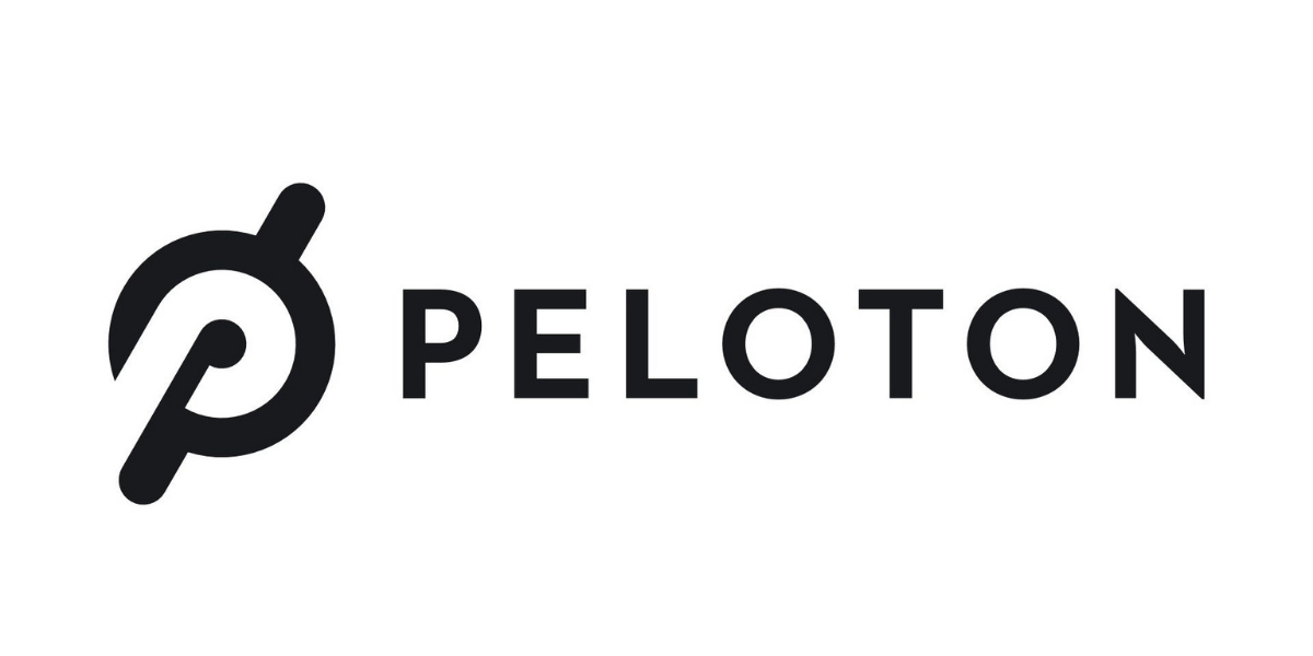 Peloton logo featuring a stylized letter "P" and the word "PELOTON" in bold text