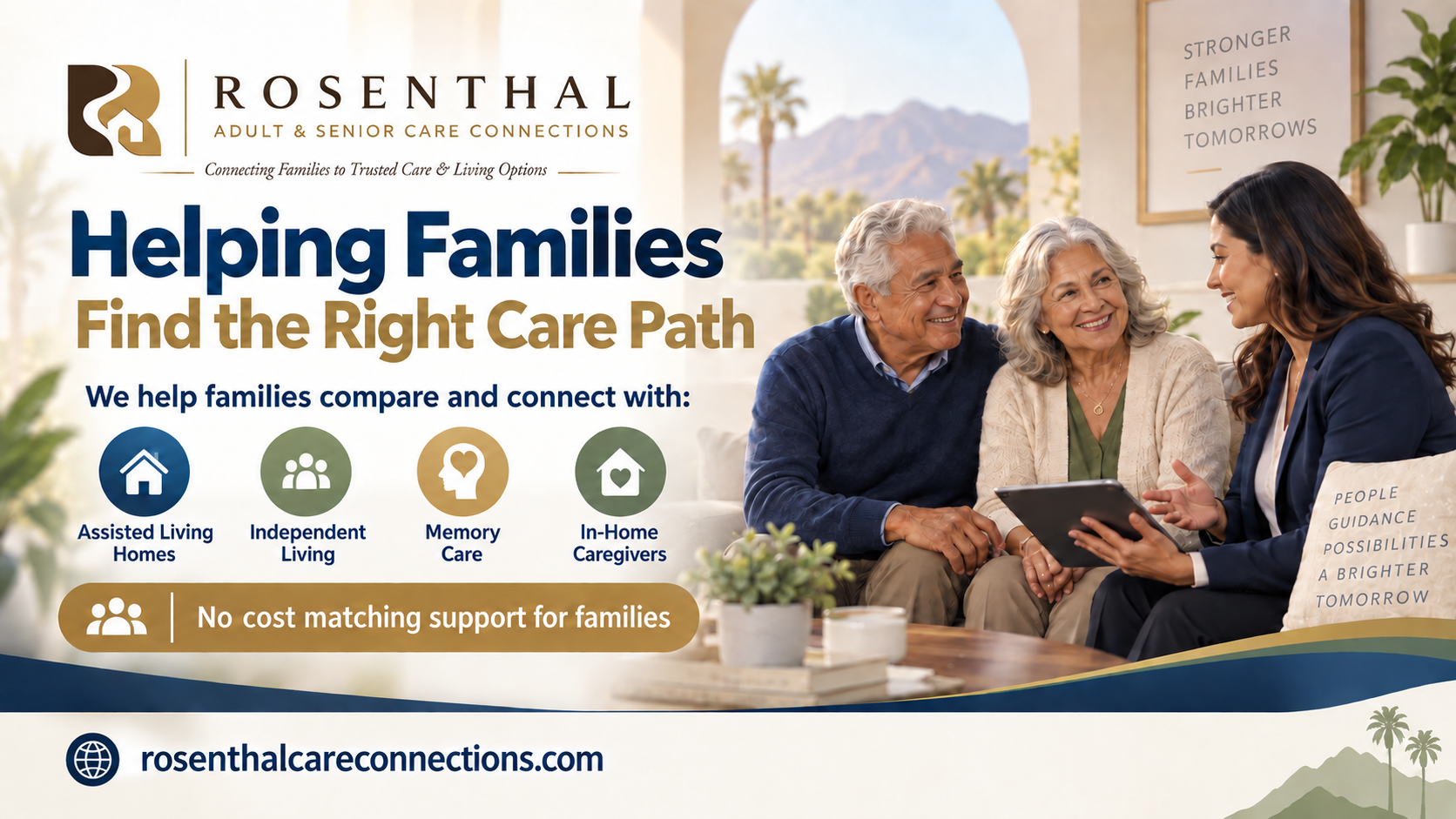 Promotional banner for Rosenthal Adult & Senior Care Connections offering family support services.