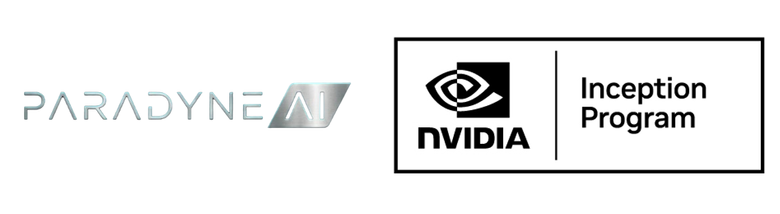 Logos of Paradyne AI and NVIDIA Inception Program on a white background