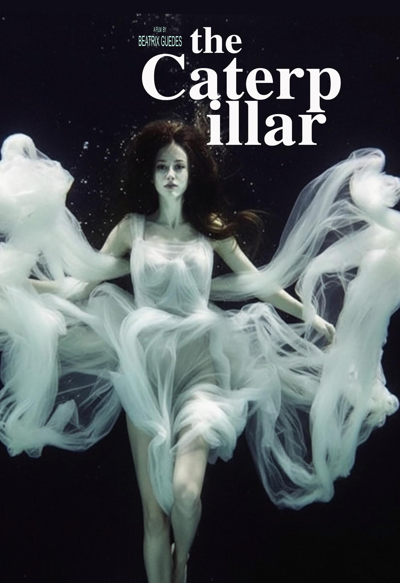 A woman in a flowing white dress underwater, surrounded by swirling fabric.