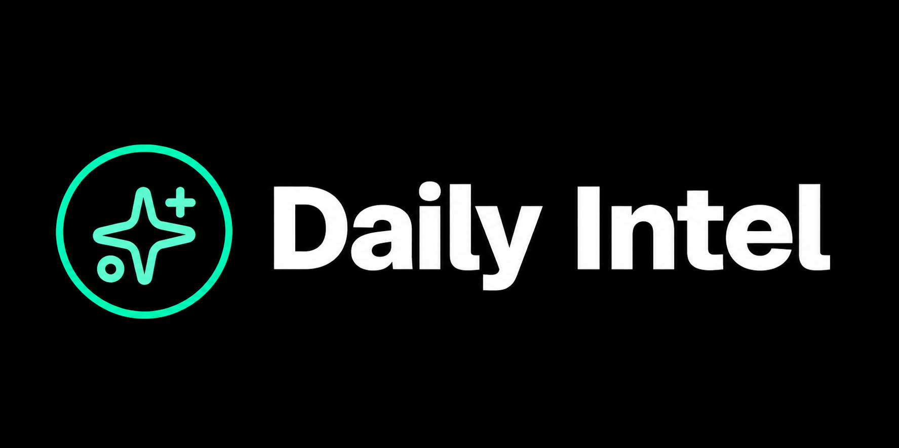 Logo featuring "Daily Intel" text with a circular symbol in teal on black background