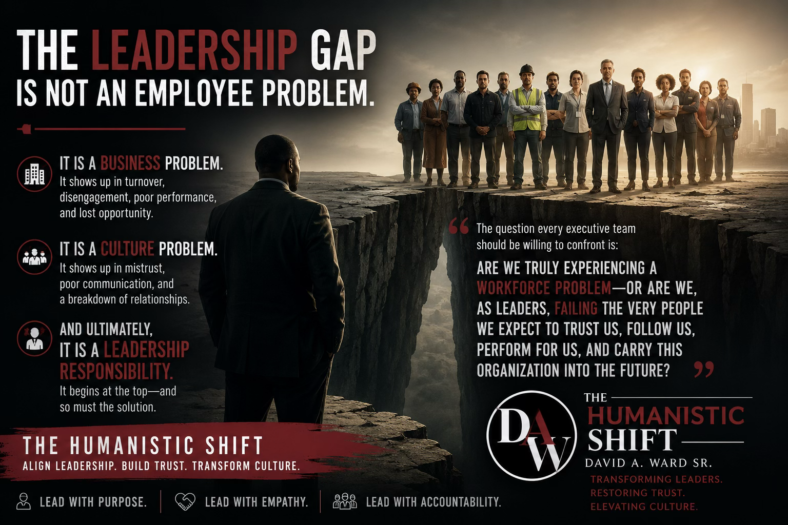 A graphic discussing the leadership gap as a business and cultural issue.