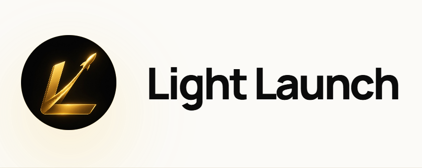 Logo featuring a stylized rocket and the text "Light Launch" in bold font