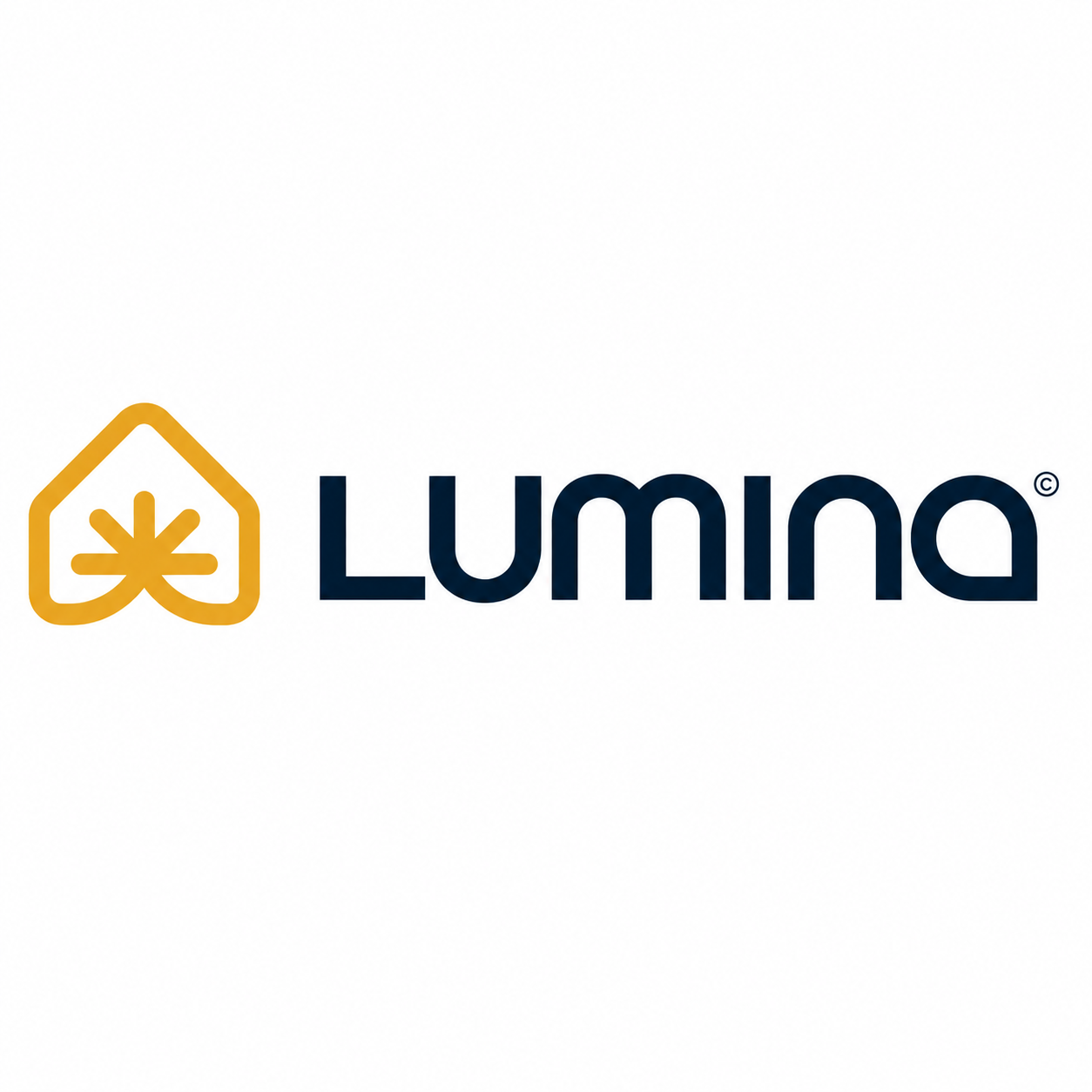 Logo of Lumina featuring a stylized house and the brand name in blue and yellow.