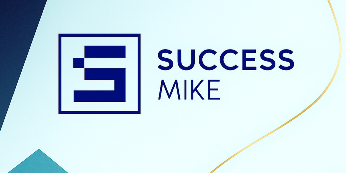 Logo featuring the words "SUCCESS" and "MIKE" with a geometric design element