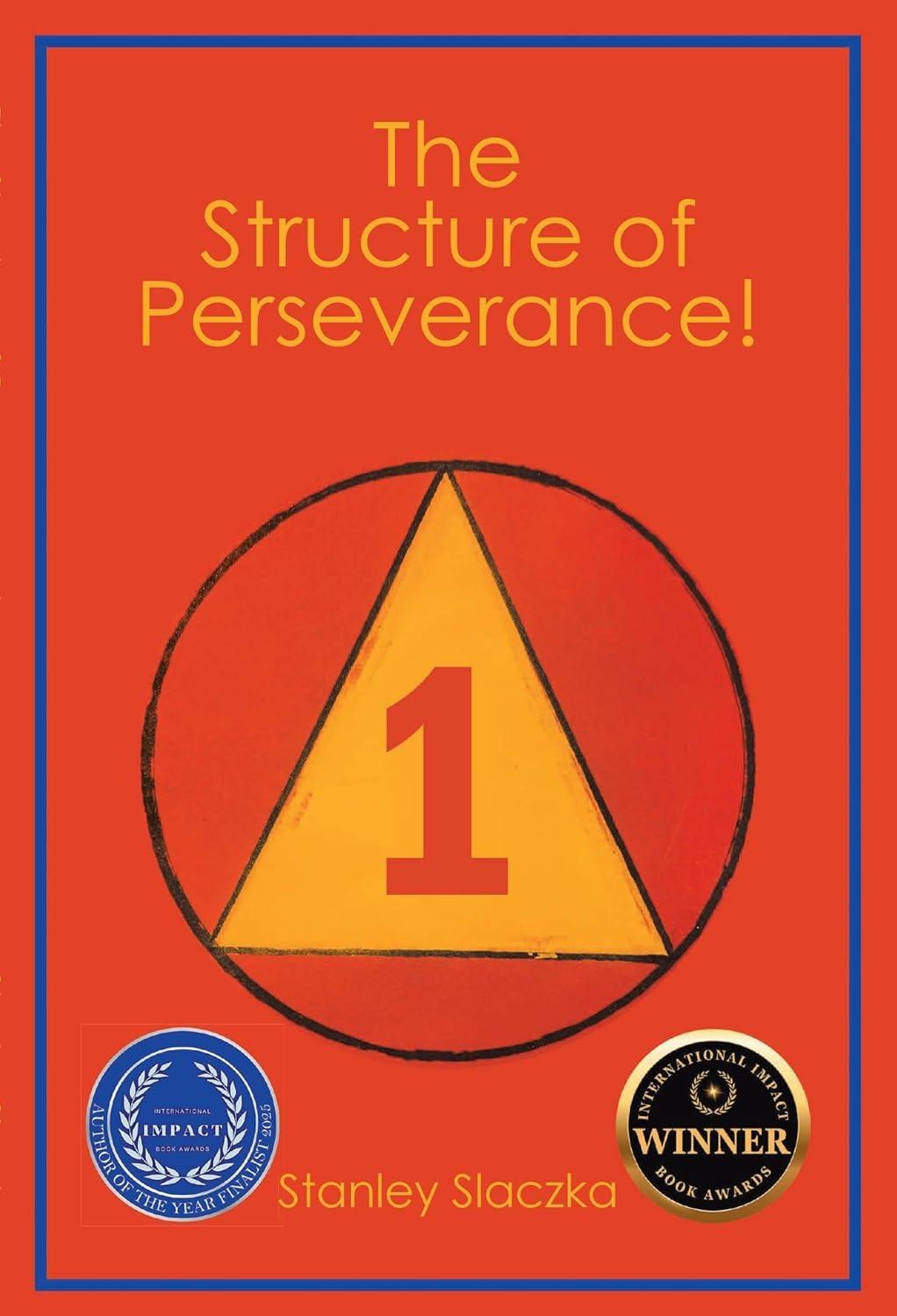 Book cover featuring a red background, triangle symbol, and the title "The Structure of Perseverance"