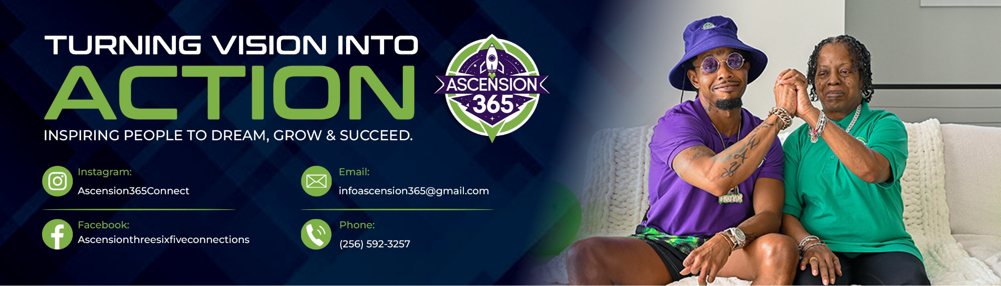 Promotional banner for Ascension 365 featuring a man and woman smiling together