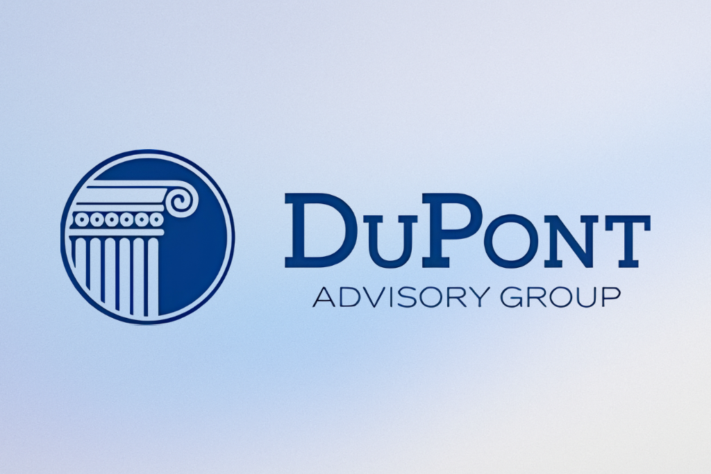 Logo of DuPont Advisory Group featuring a column design and blue text