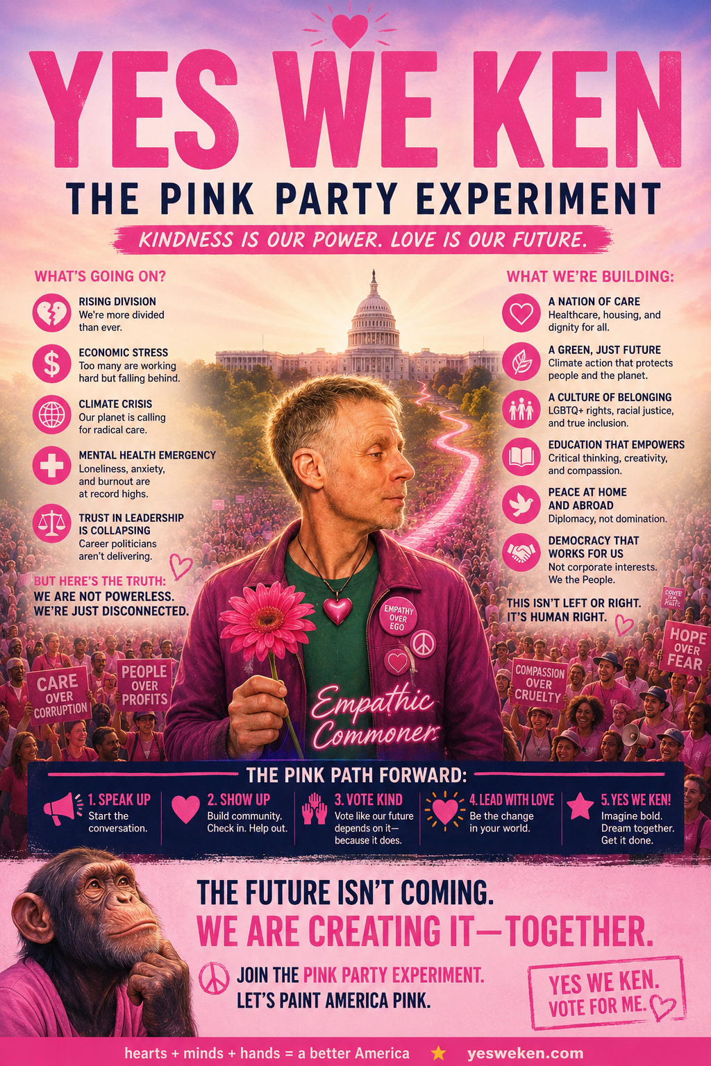 Colorful poster promoting kindness and community engagement with a focus on collaboration and empathy