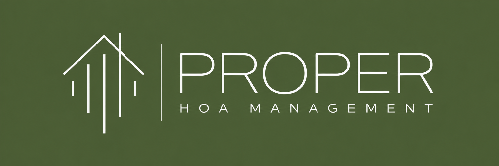 Logo for Proper HOA Management featuring a house outline and green background