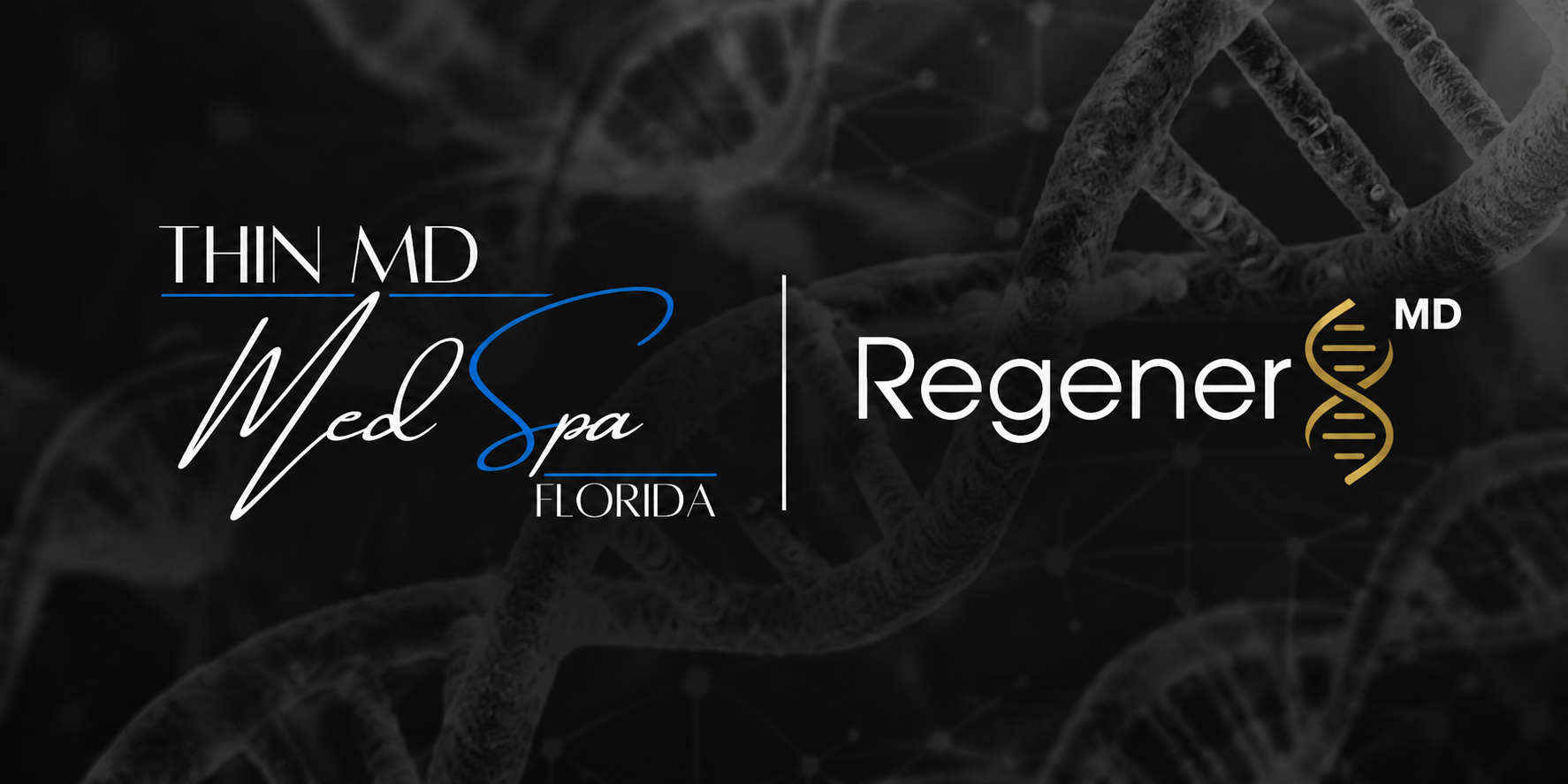 Logo for Thin MD Med Spa Florida and Regenerer MD on a dark background