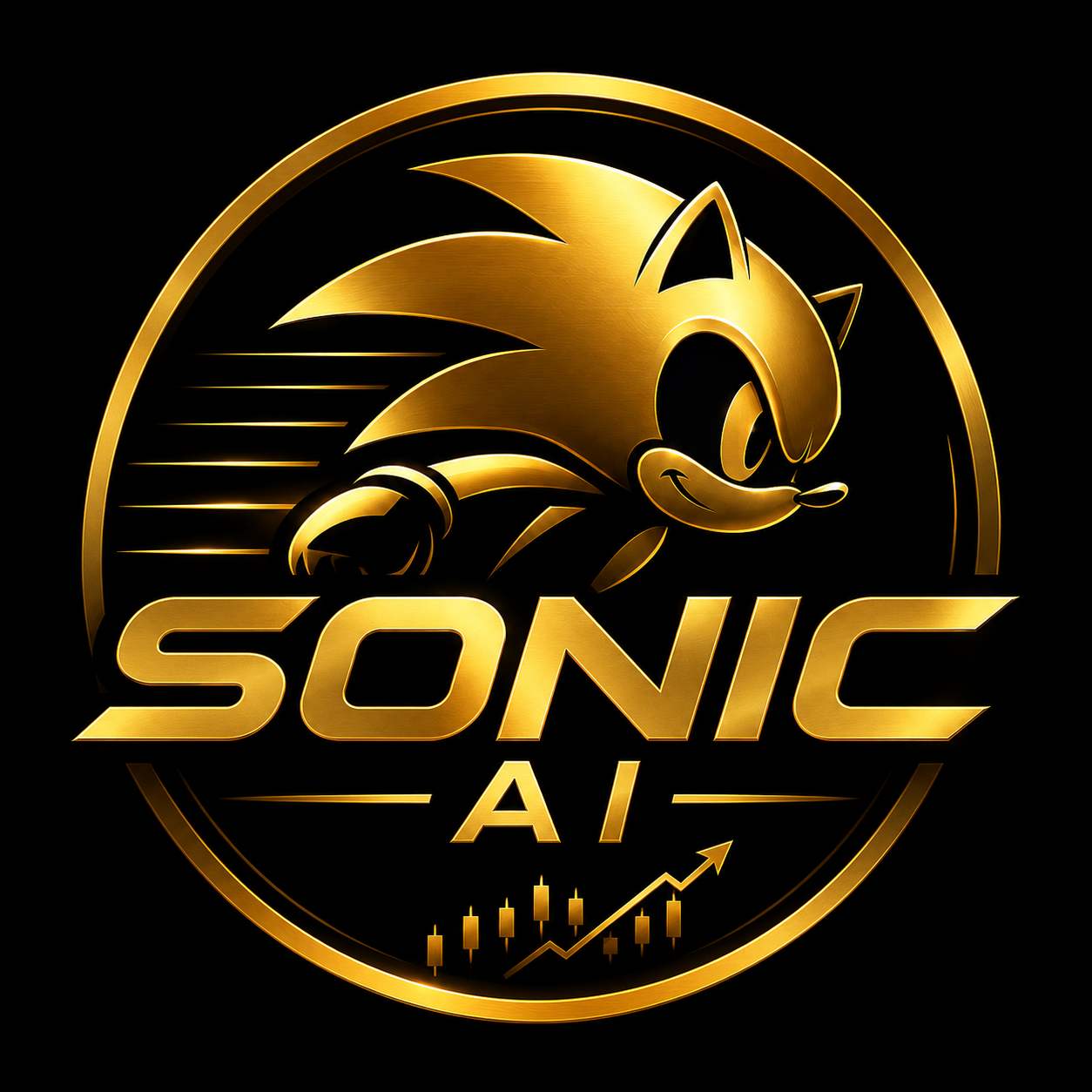 Golden logo of a hedgehog character with the text "SONIC AI" below it