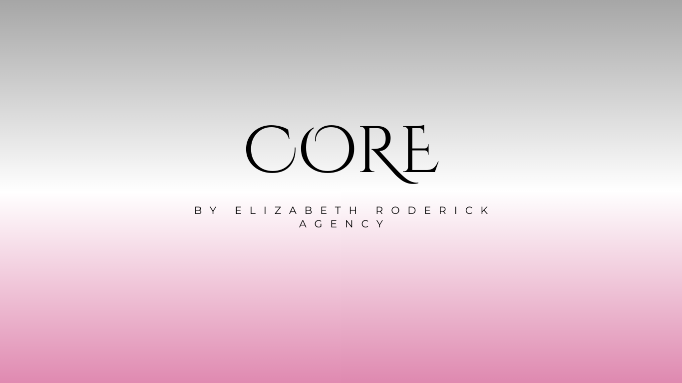 Elegant logo design featuring "CORE" and "by Elizabeth Roderick Agency" in stylish typography