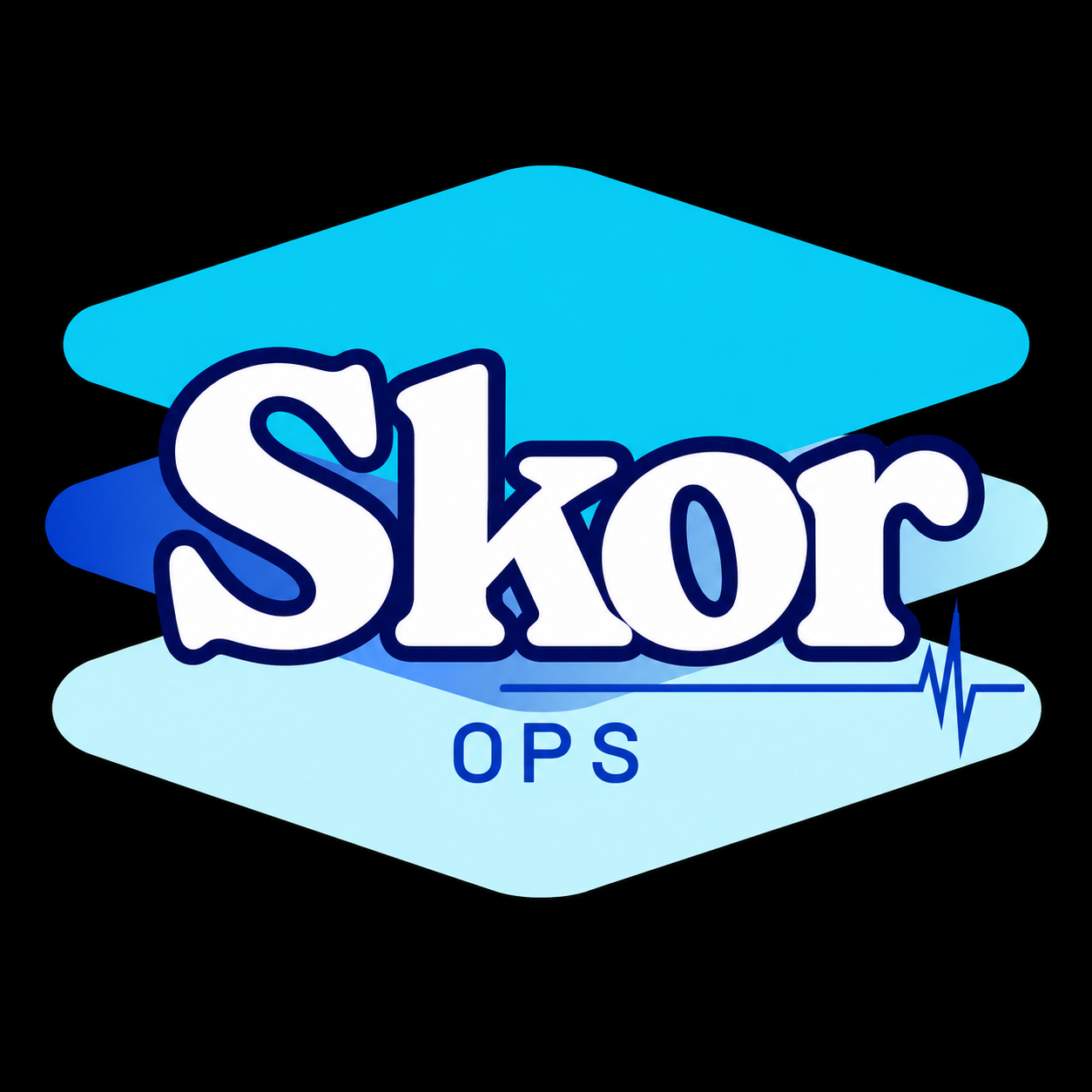 Logo featuring the word "Skor" above "OPS" with blue geometric shapes and a heartbeat line.