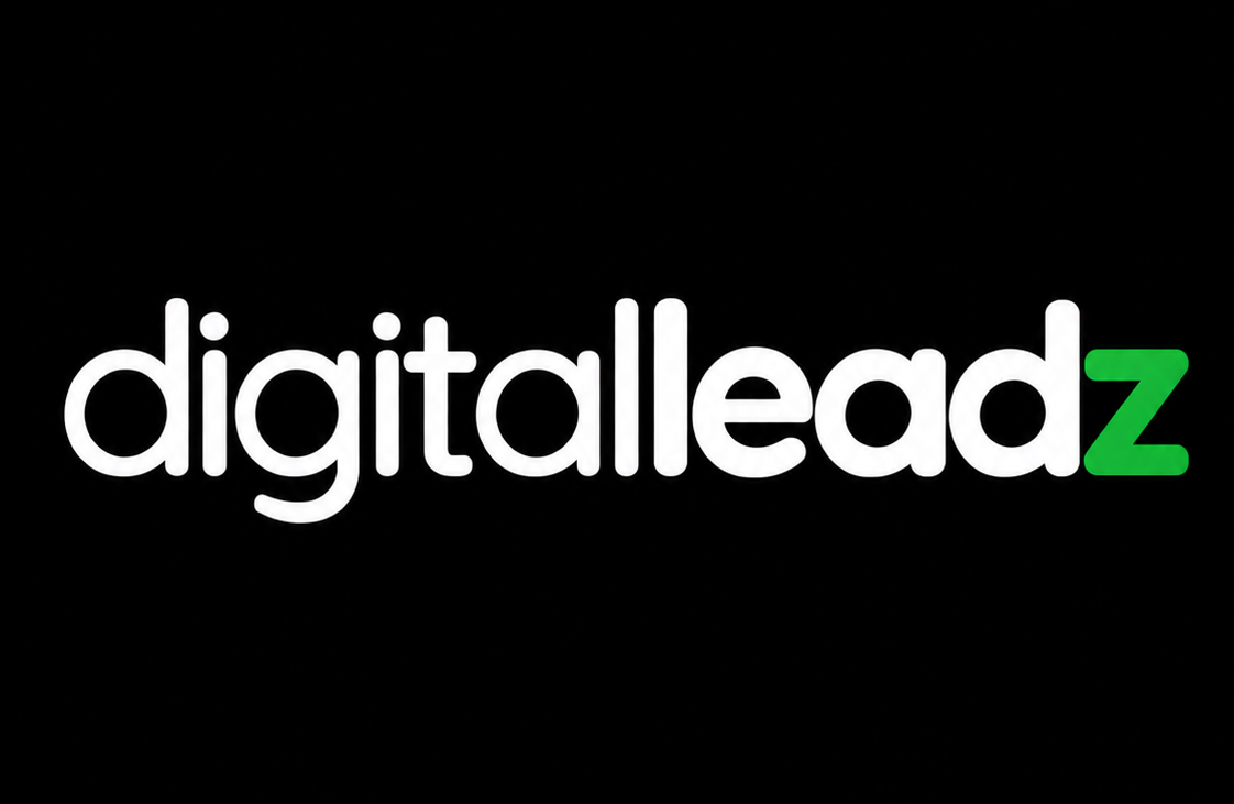 Logo of digitalleadz in white text with a green accent on the letter Z