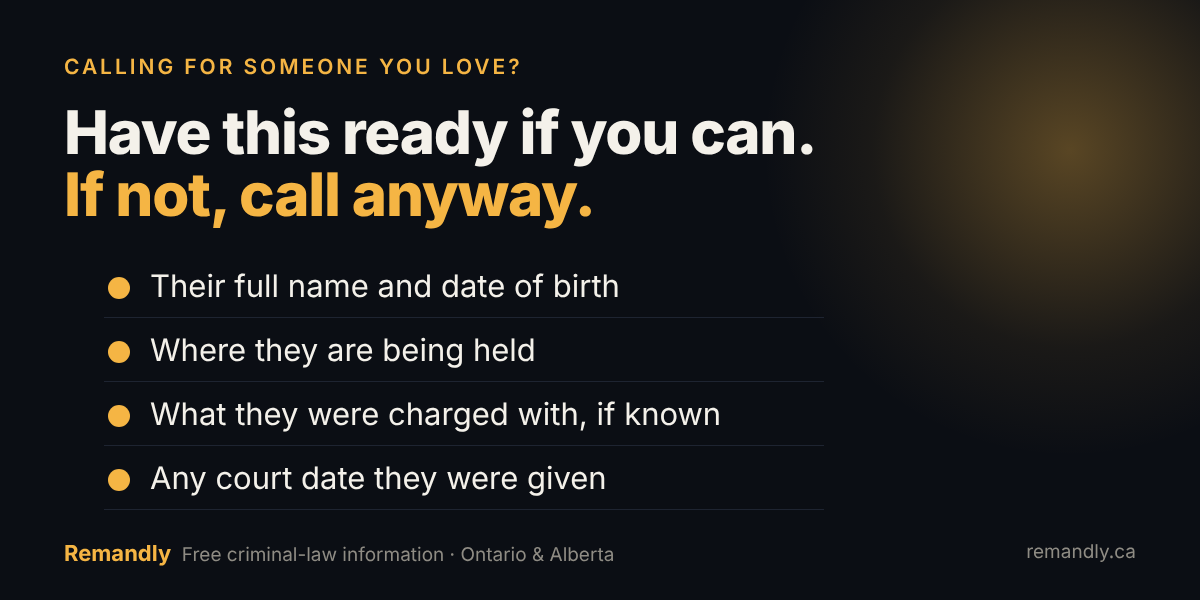 What to have ready when calling about someone you love who was arrested