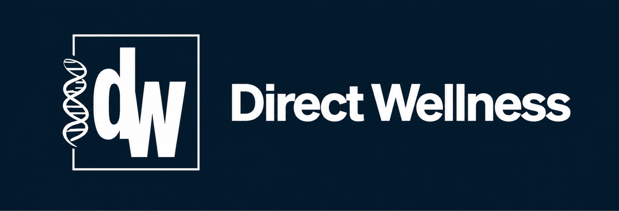 Logo of Direct Wellness featuring intertwined DNA and stylized initials dw