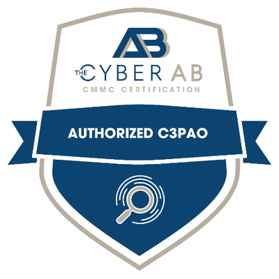 Cyber AB CMMC certification badge indicating authorized C3PAO status