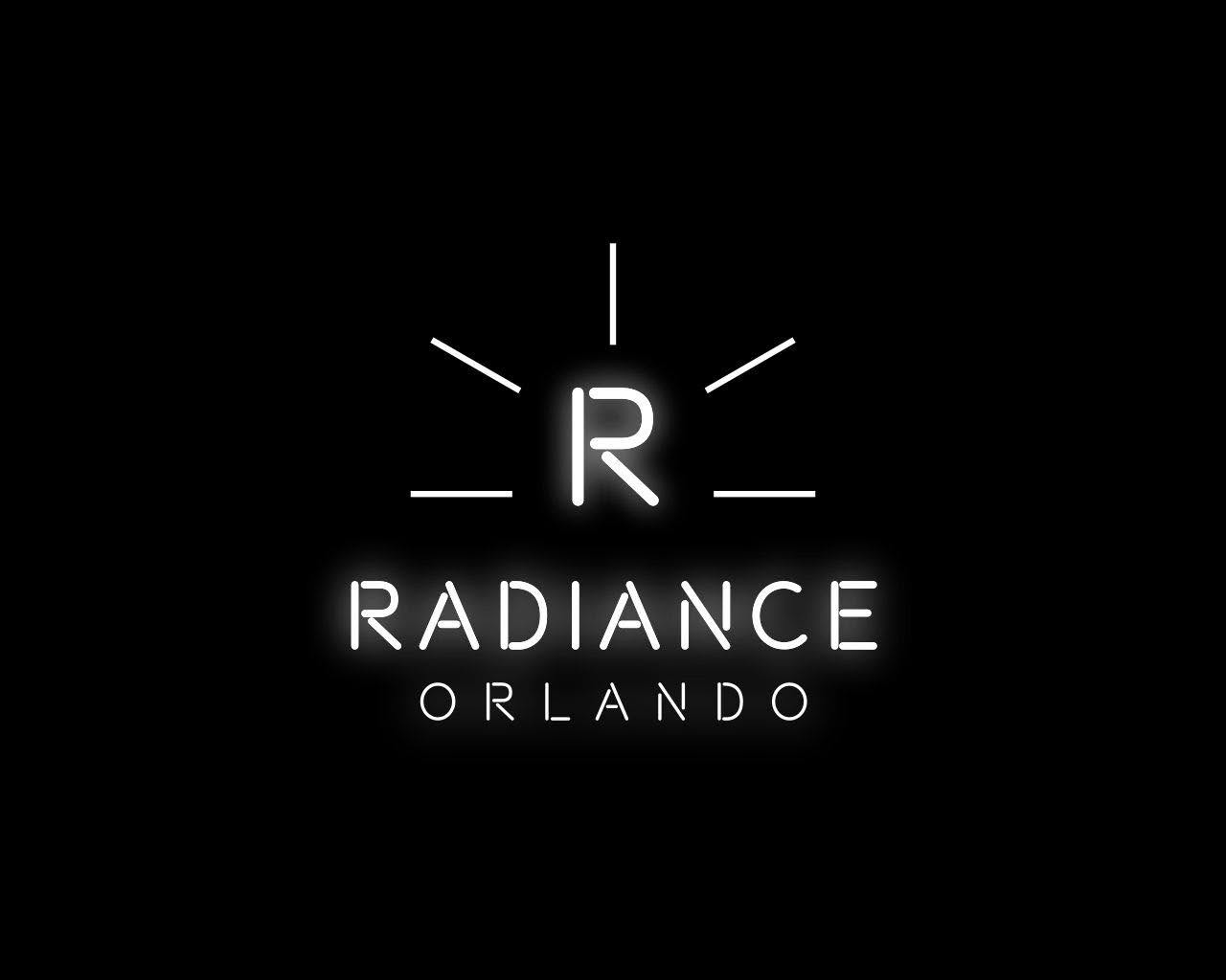 Neon-style logo for Radiance Orlando with a prominent 'R' and rays of light.