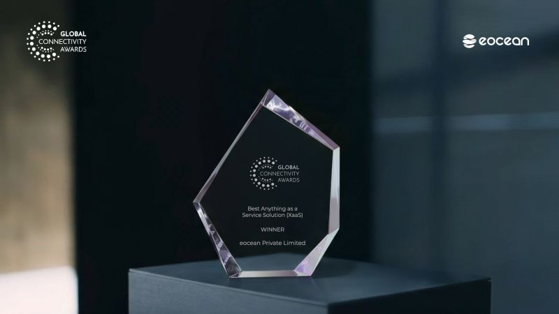 A crystal trophy awarded for Best Anything as a Service Solution at the Global Connectivity Awards
