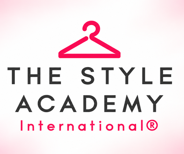 Logo of The Style Academy International featuring a hanger design in pink and black text