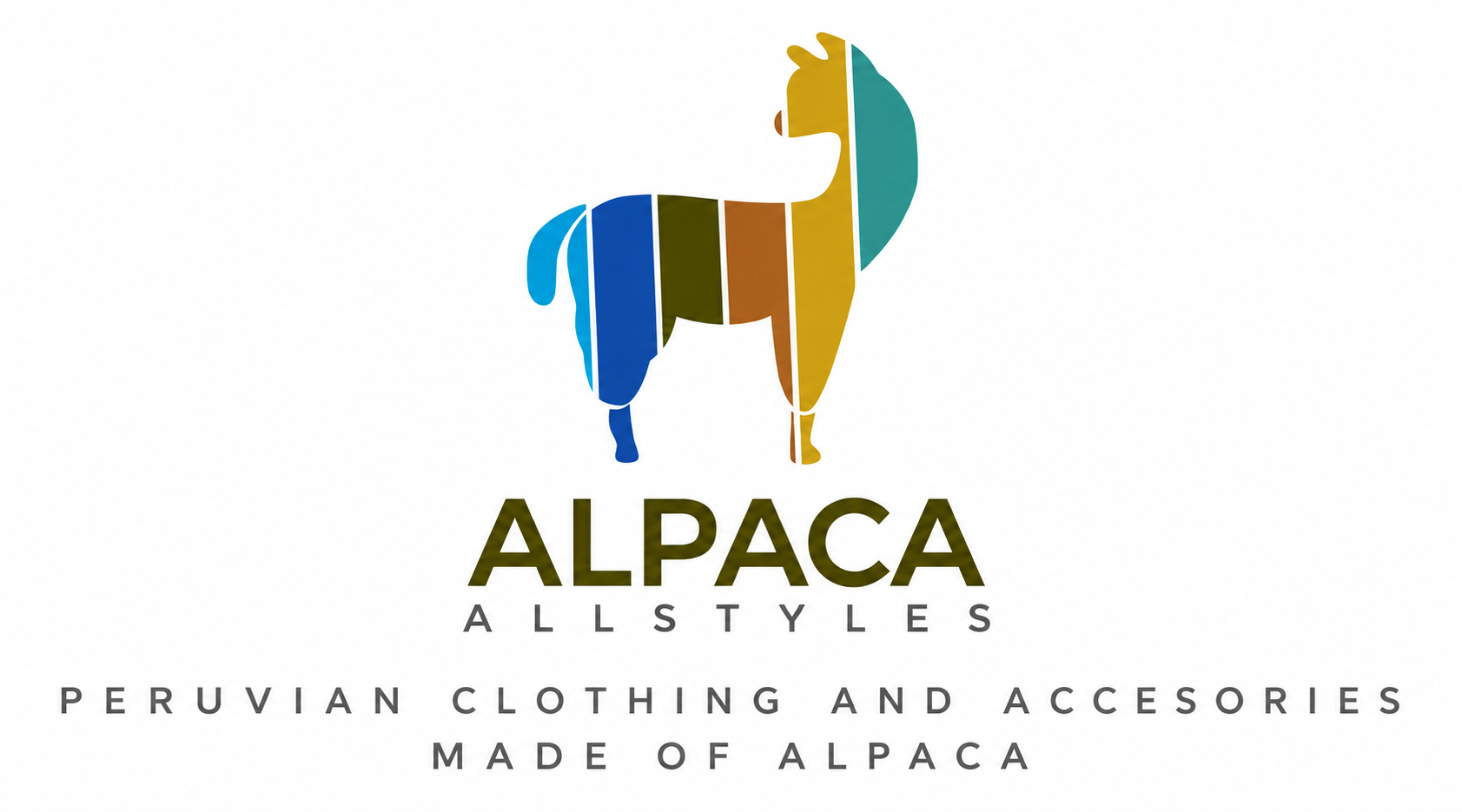 Colorful alpaca silhouette logo for a brand selling Peruvian clothing and accessories