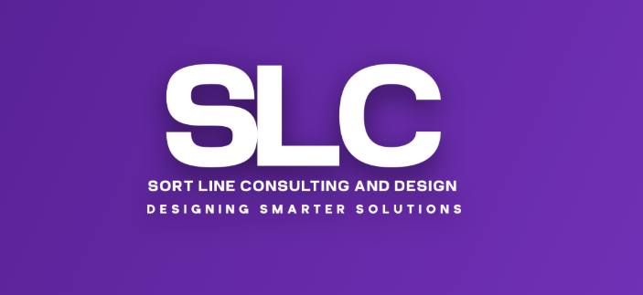 Logo for Sort Line Consulting and Design featuring "SLC" and tagline "Designing Smarter Solutions"